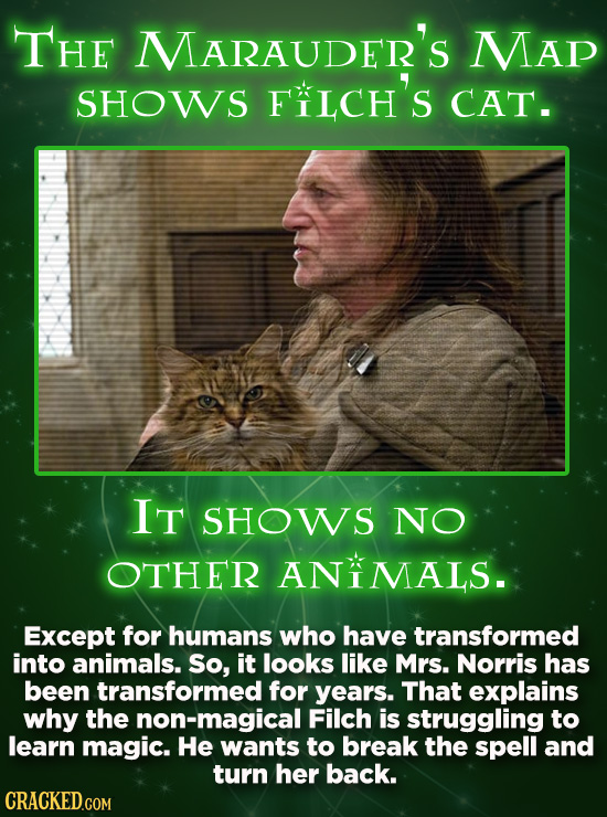THE MARAUDER'S MAp SHOWS FIICH'S CAT. IT SHOWS NO OTHER ANIMALS. Except for humans who have transformed into animals. So, it looks like Mrs. Norris ha
