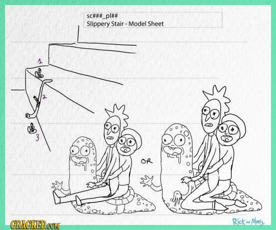 ol## Sc### Slippery Stair - Model Sheet OR GRAGKEDCOM Rick MoRtS d