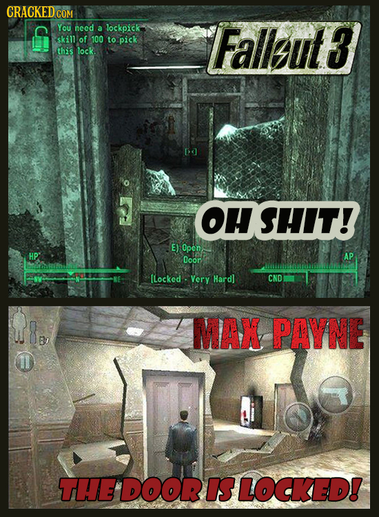 CRACKED CO COM You need a lockpick skill of 100 to pick Fallaut3 this lock. Dd OH SHIT! E) Open HP AP Door CND 8m MAX PAYNE B the D