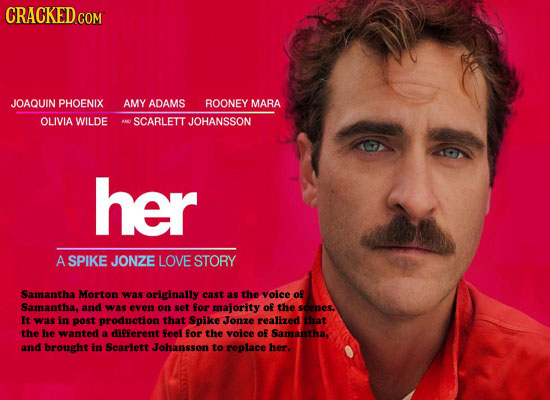 CRACKED COM JOAQUIN PHOENIX AMY ADAMS ROONEY MARA OLIVIA WILDE SCARLETT JOHANSSON her A SPIKE JONZE LOVE STORY Samantha Morton was originally cast as