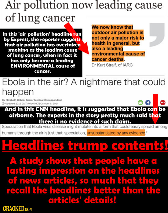 Air pollution now leading cause of lung cancer We now know that this 'air pollution' headline outdoor In air pollution is run by Express, the reporter
