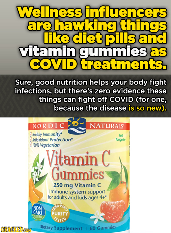 Wellness influencers are hawking things like diet pills and vitamin gummies as COVID treatments. Sure, good nutrition helps your body fight infections