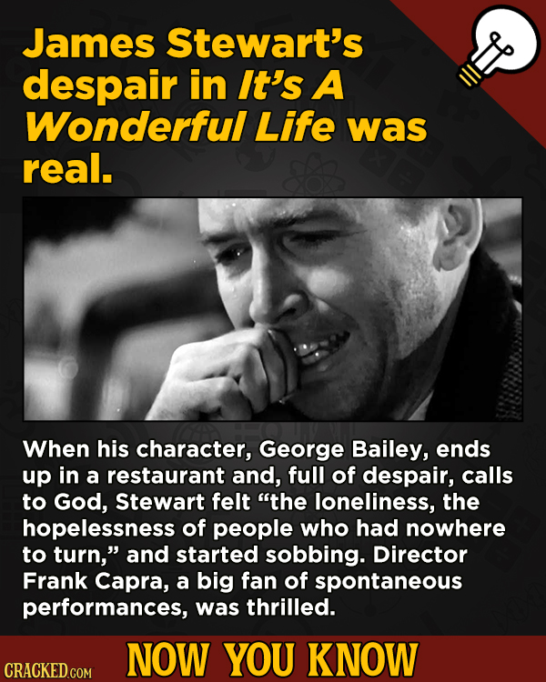 A Fresh Boatload Of Movie And General Trivia - James Stewart's despair in It's A Wonderful Life was real. When his