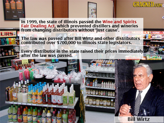 CRACKEDC CONT In 1999, the state of lllinois passed the Wine and Spirits Fair Dealing Act, which prevented distillers and wineries from changing distr