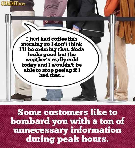 CRACKED c COM I just had coffee this morning SO I don't think I'll be ordering that. Soda looks good but the weather's really cold today and I wouldn'