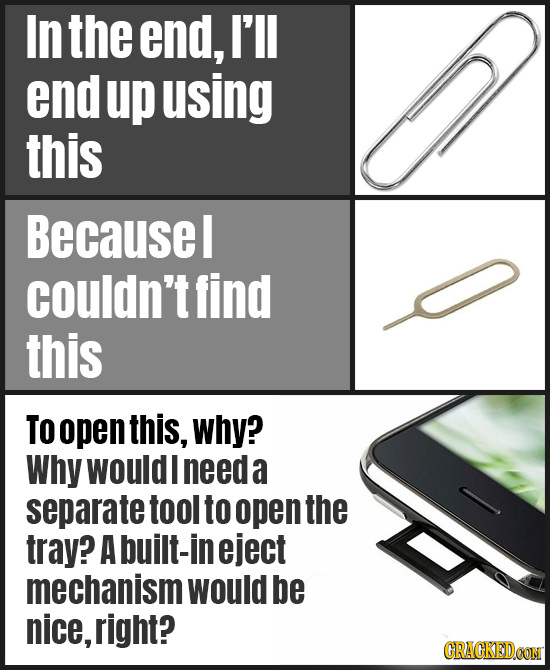 In the end, I'll end up using this Becausel couldn't find this To open this, why? Why would I need a separate tool to opent the tray? A built-in eject