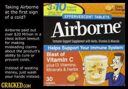 Taking Airborne 3x10 Zesty X count tubes Orango at the first sign TRUPLF PACK Arttcialy Flavore 30 TAALFT'S of EFFERVESCENT a cold? TABLETS Airborne A
