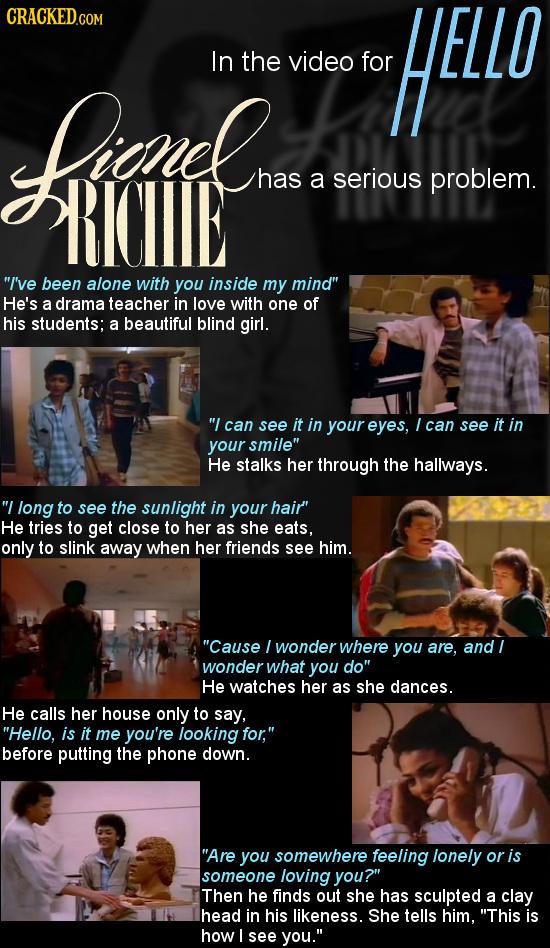 CRACKED.COM HELL In the video for RIIE has a serious problem. I've been alone with you inside my mind He's a drama teacher in love with one of his s