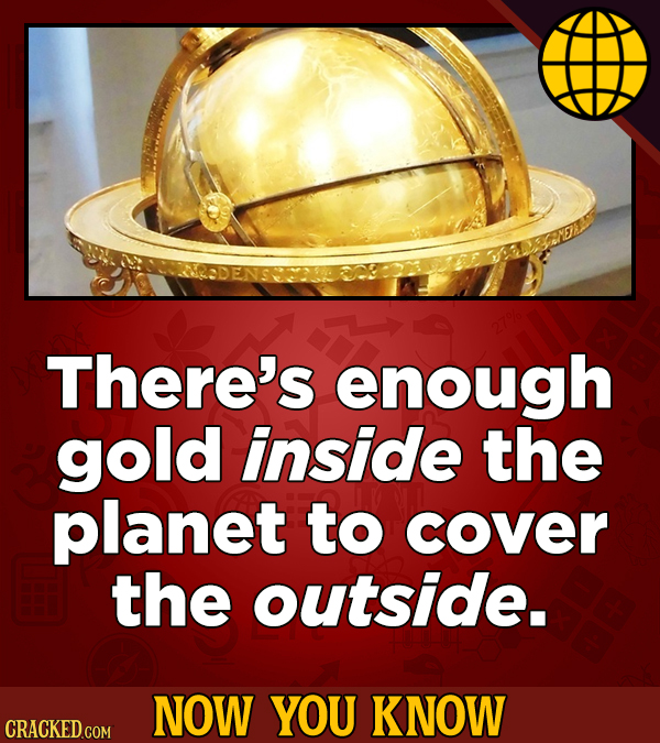 There's enough gold inside the planet to cover the outside. NOW YOU KNOW CRACKED COM