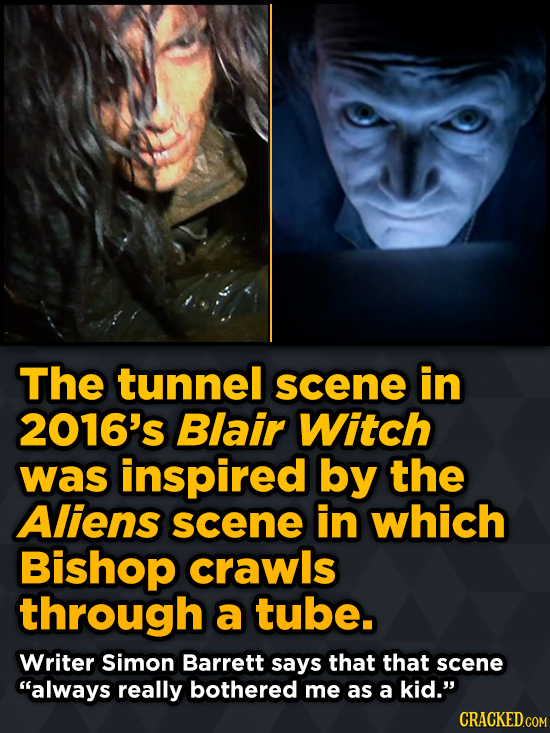 The tunnel scene in 2016's Blair Witch was inspired by the Aliens scene in which Bishop
