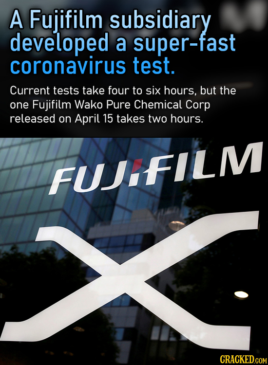 A Fujifilm subsidiary developed a super-fast coronavirus test. Current tests take four to six hours, but the one Fujifilm Wako Pure Chemical Corp rele