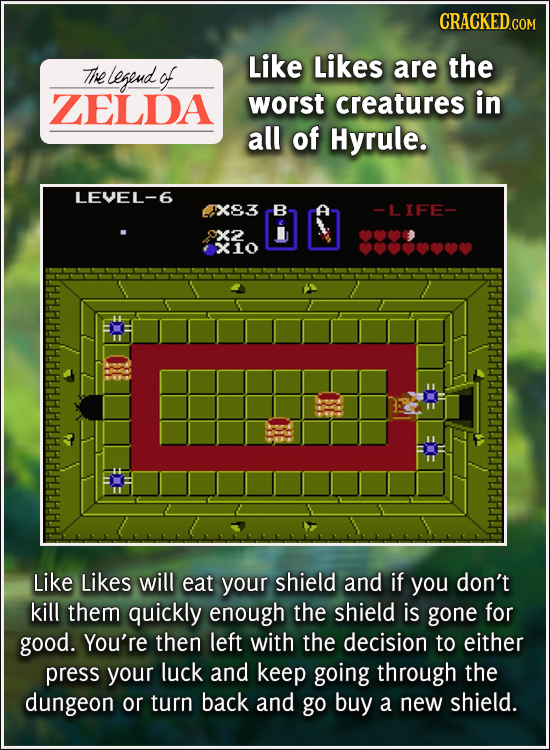 Like Likes The legeud of are the ZELDA worst creatures in all of Hyrule. LEVEL-6 X83 B -LIFE- x2 X10 Like Likes will eat your shield and if you don't