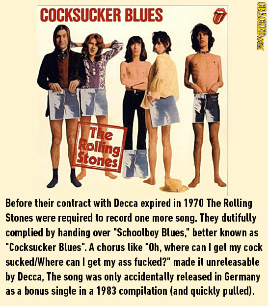 CRACKEDCON COCKSUCKER BLUES Lhe Rolling Stones Before their contract with Decca expired in 1970 The Rolling Stones were required to record one more so