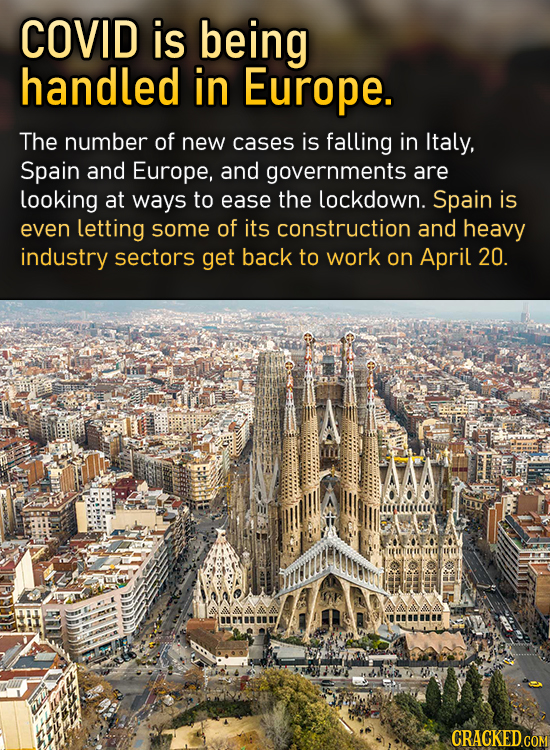 COVID is being handled in Europe. The number of new cases is falling in Italy, Spain and Europe, and governments are looking at ways to ease the lockd
