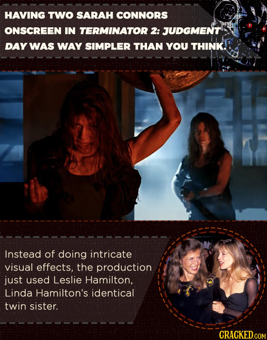 HAVING TWO SARAH CONNORS ONSCREEN IN TERMINATOR 2: JUDGMENT DAY WAS WAY SIMPLER THAN YOU THINK. Instead of doing intricate visual effects, the product