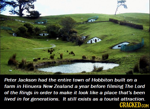 Peter Jackson had the entire town of Hobbiton built on a farm in Hinuera New Zealand a year before filming The Lord of the Rings in order to make it l