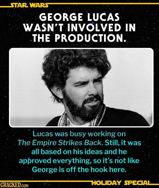 GEORGE LUCAS WASN'T INVOLVED IN THE PRODUCTION.
Lucas was busy working on The Empire Strikes Back. Still, it was all based on his ideas and he approve