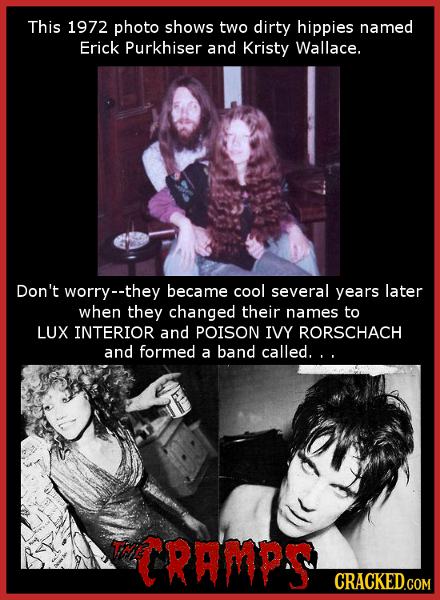 This 1972 photo shows two dirty hippies named Erick Purkhiser and Kristy Wallace. Don't worry--the became cool several years later when they changed t