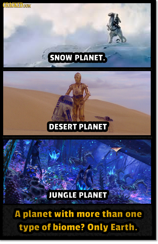 CRACKEDOON SNOW PLANET. DESERT PLANET JUNGLE PLANET A planet with more than one type of biome? Only Earth.