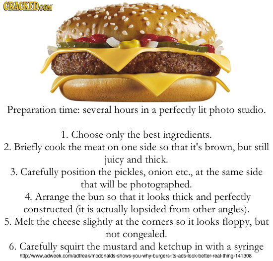 CRACKEDOON Preparation time: several hours in a perfectly lit photo studio. 1. Choose only the best ingredients. 2. Briefly cook the meat on one side