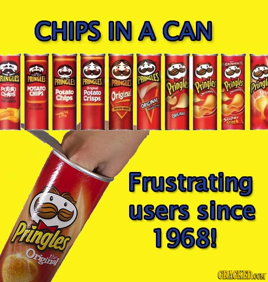 CHIPS IN A CAN (CRecant RINGLES PRINGLE PRINGLES PRINGLES PRINGLES PRINGLES Pringles Pringles POTO Paing OTATO Orkcinal Pringle Potlato CHpS CHIPS Pot