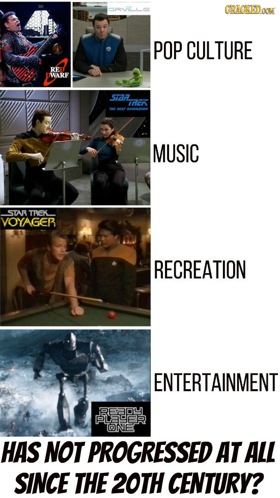 ORVILLE CRACKEDOON POP CULTURE RE WARE sToR Iren THE NEXT MUSIC STAR TREK VOYAGER RECREATION ENTERTAINMENT READY PLASER CONE HAS NOT PROGRESSED AT ALL