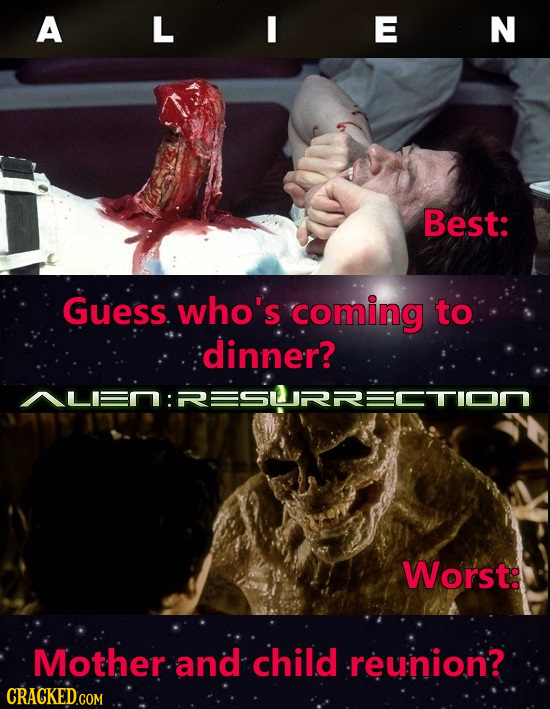 A L E N Best: Guess. who's coming to dinner? Worste Mother. and child -reunion?