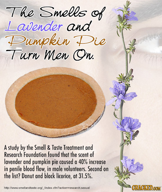 The Smells f Lavender and Pumpkin Die Turn men On. A study by the Smell & Taste Treatment and Research Foundation found that the scent of lavender and