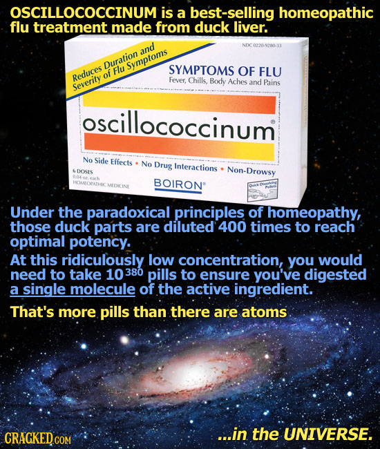 OSCILLOCOCCINUM IS a best-selling homeopathic flu treatment made from duck liver. NDC and Duration Symptoms Flu SYMPTOMS OF FLU of Reduces Fever, Chil