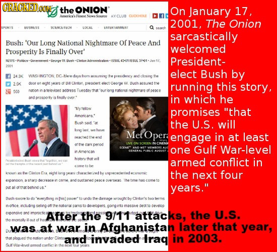 GRACKEDO the ONION' On January 17, Arsarrica' Binasat Nevas Seree AVCLUB CLICCHDLE 2001, The Onion WUUNSS SLILLLCH LCXCAL STLATAINTLNE feh sarcastical