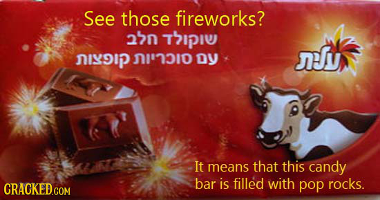 See those fireworks? 230 Tipiv nD1D Dy NSU nxp It means that this candy bar is filled with pop rocks.