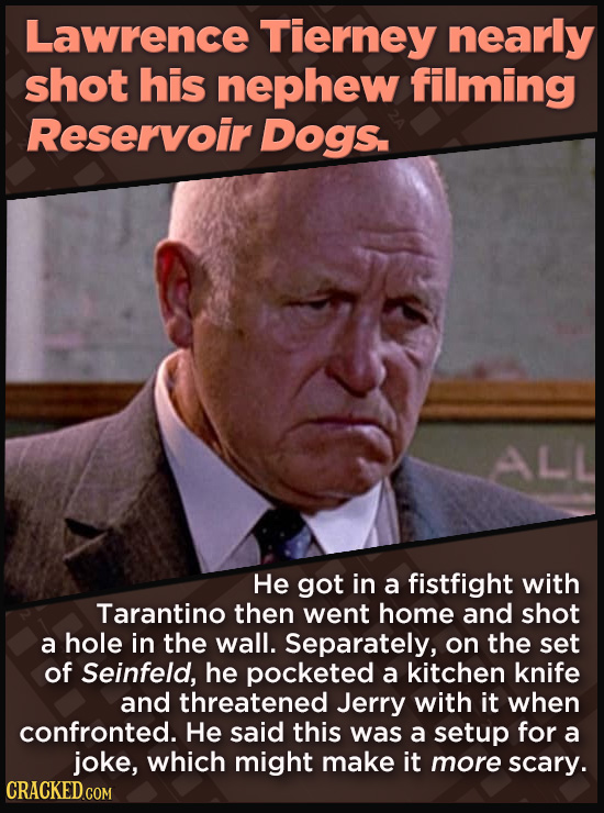 21 Beloved Celebrities Who Melted Down In Spectacular Ways - He got in a fistfight with
Tarantino then went home and shot
a hole in the wall. Separate