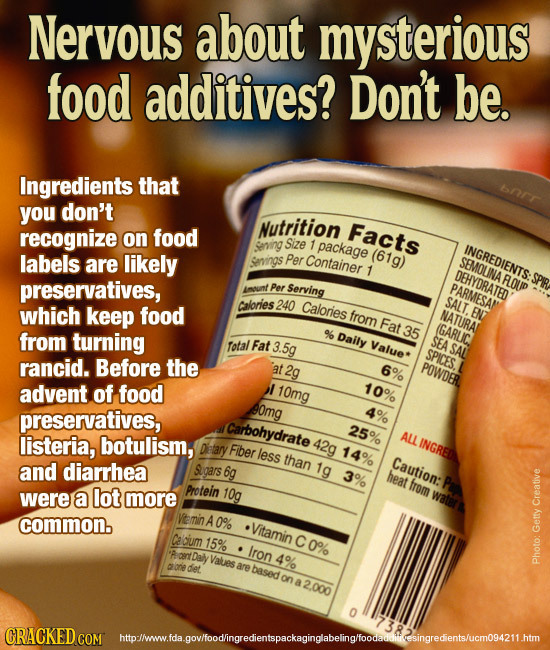 Neryous about mysterious food additives? Don't be. Ingredients that bnrr you don't Nutrition recognize food Facts on Sving Size 1 package labels are l