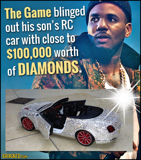 The Game blinged out his son's RC car with close to $100, 000 worth of DIAMONDS. 
