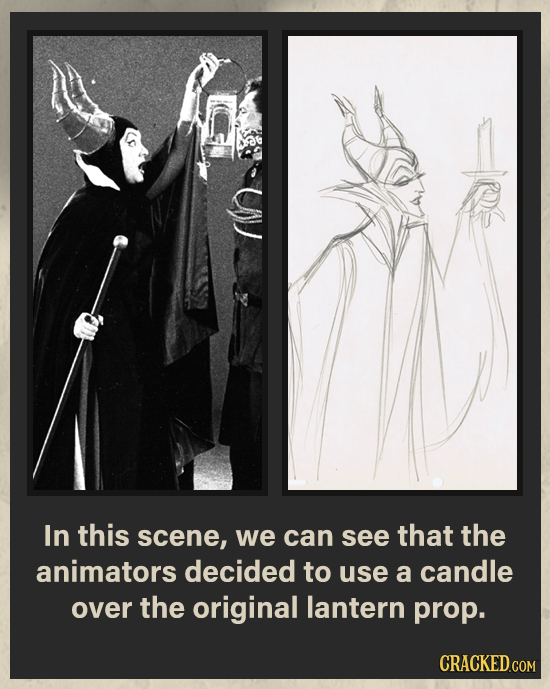 In this scene, we can see that the animators decided to use a candle over the original lantern prop. CRACKED.COM