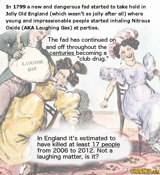 In 1799 a new and dangerous fad started to take hold in Jolly Old England (which wasn't so jolly after all) where young and impressionable people star