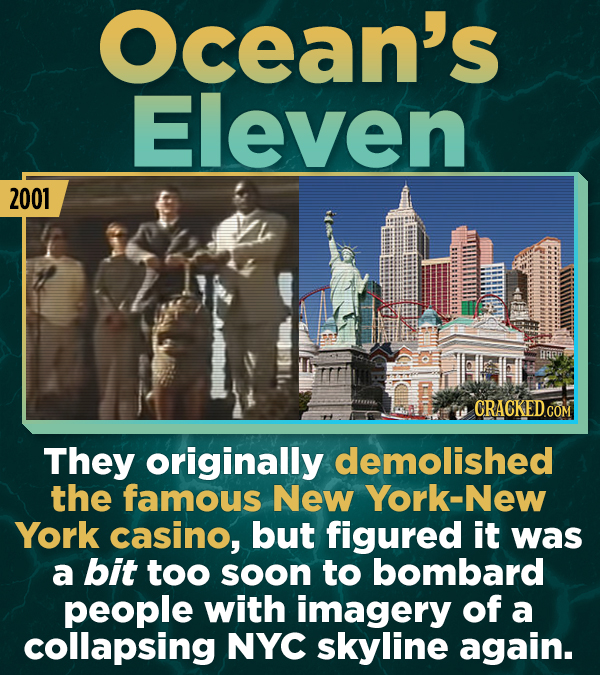 Ocean's Eleven 2001 CRACKEDCO They originally demolished the famous New York-Nev York casino, but figured it was a bit too soon to bombard people with