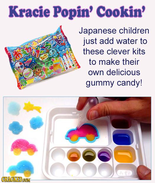 Kracie Popin' Cookin' Japanese children just add water to these clever kits to make their own delicious gummy candy! 1 CRACKED.CON