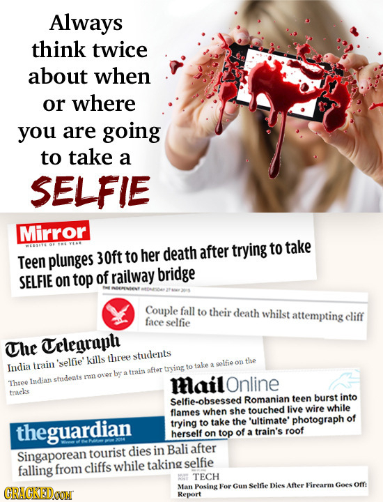 Always think twice about when or where you are going to take a SELFIE Mirror trying to her death after to take Teen plunges 30ft SELFIE top of railway