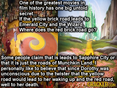One of the greatest movies in film history has one big untold secret... If the yellow brick road leads to Emerald City and the Wizard, Where does the