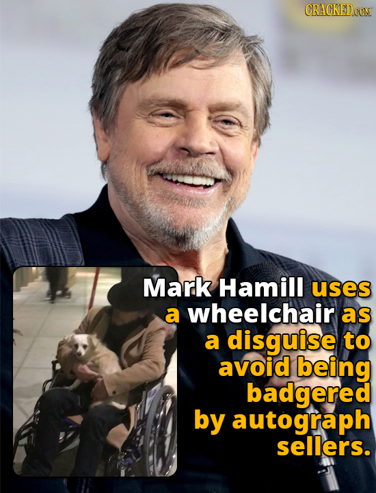 CRACKED CON Mark Hamill uses a wheelchair as a disguise to avoid being badgered by autograph sellers.