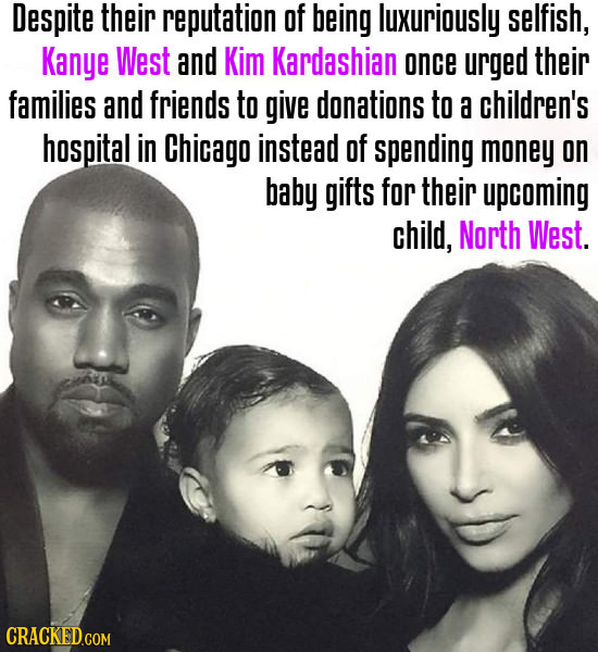 Despite their reputation Of being luxuriously selfish, Kanye West and Kim Kardashian once urged their families and friends to give donations to a chil