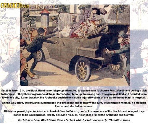 CRAGKED On 28th June 1914. the Black Hand terrorist group attempted to assassinate Archduke Franz rdinand during visit A to Sarajevo. They threw A gre