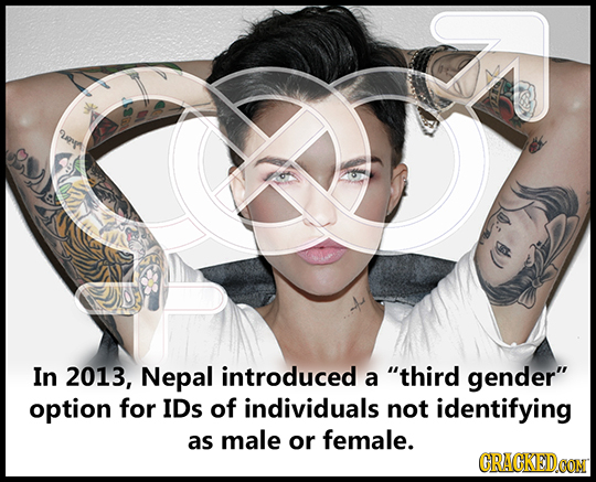 r s) In 2013, Nepal introduced a third gender option for IDs of individuals not identifying as male or female. CRACKEDCON