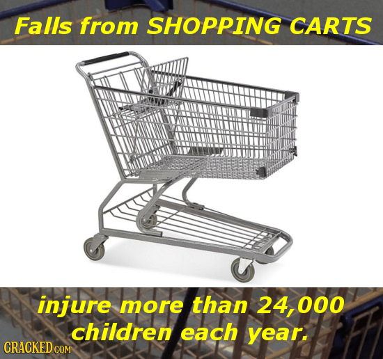 Falls from SHOPPING CARTS injure more than 24,000 children each year. CRACKED CO