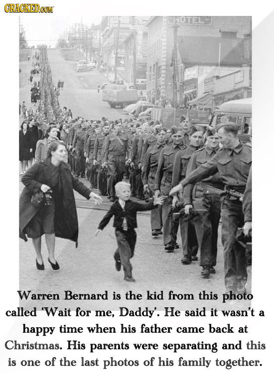 CRACKEDOON HOTEL Warren Bernard is the kid from this photo called 'Wait for me, Daddy'. He said it wasn't a happy time when his father came back at Ch