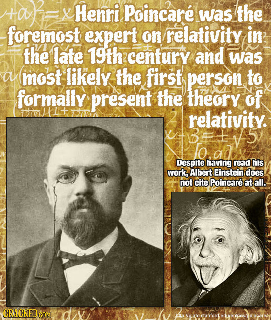 X Henri Poincare was the foremost expert on relativity in the late 19th century and was a most likely the first person to formally present the theory 