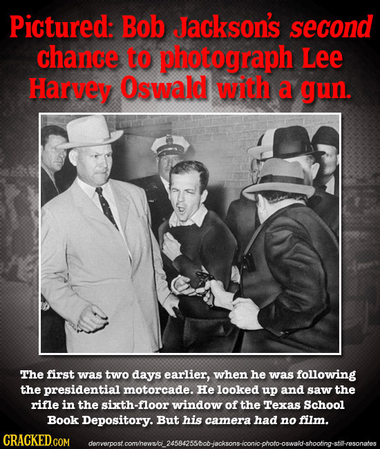 Pictured: Bob Jackson's second chance to photograph Lee Harvey Oswald with a gun. The first was two days earlier, when he was following the presidenti