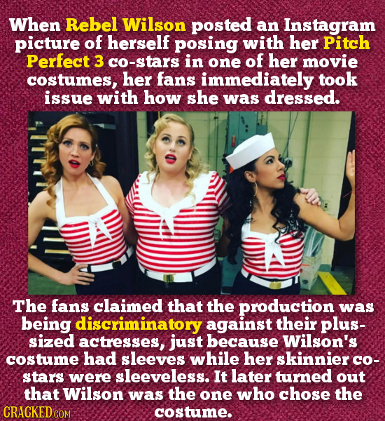 When Rebel Wilson posted an Instagram picture of herself posing with her Pitch Perfect 3 co-stars in one of her movie costumes, her fans immediately t