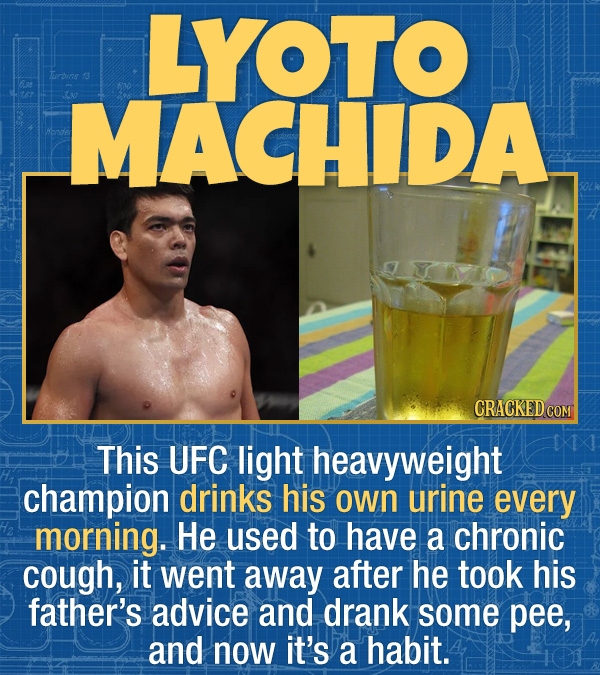 15 Bizarre Habits Of Incredibly Successful People - This UFC light heavyweight champion drinks his own urine every morning. He used to have a chronic